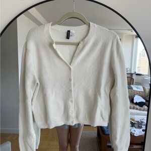 H&M Cream Button-Up Women's Cardigan Sweater